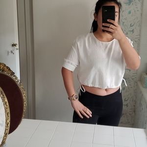 Zara White Stripped Cropped Top